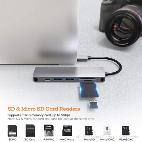 High Quality 6 In1 Multiport Usb C Hub To Hdmi-compatible Adapter Type C To Usb 3.0 Sd Tf Card Reader Adapter Usb Hub For Laptop